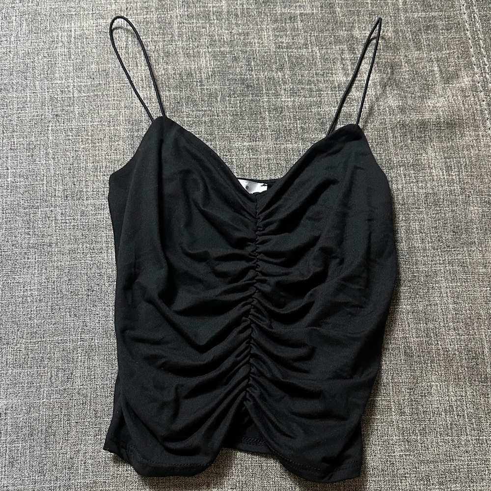 Gaze Black Ruched Camisole Top